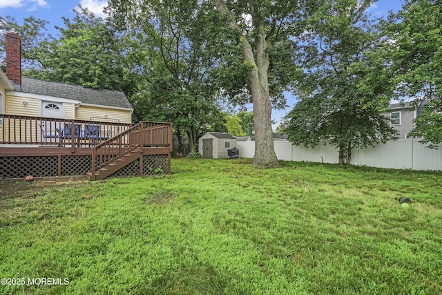 908 S Concourse, Keyport, NJ 07735 - fenced backyard featuring a shed, a wooden deck, and stairway