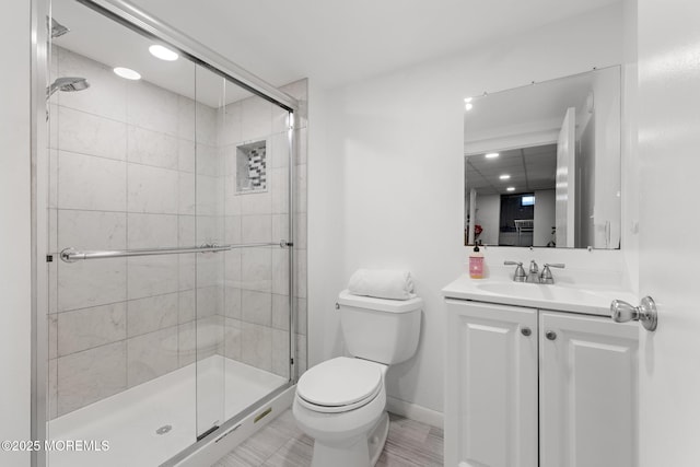 312 Lake Dr, Allenhurst, NJ 07711 - bathroom featuring vanity, a shower stall, and recessed lighting