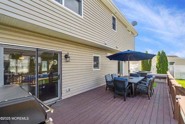 1020 Sarasota Dr, Forked River, NJ 08731 - wooden deck with outdoor dining area