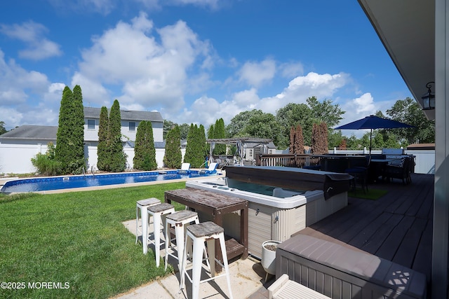 1020 Sarasota Dr, Forked River, NJ 08731 - view of yard with a hot tub and a wooden deck