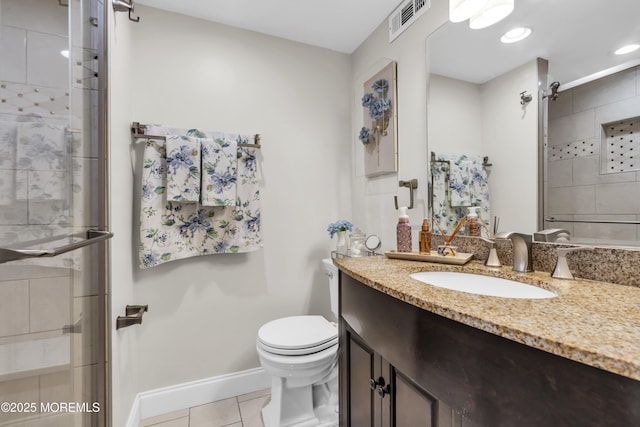 64 Scarlet Dr, Parlin, NJ 08859 - bathroom with a stall shower, vanity, tile patterned flooring, and recessed lighting