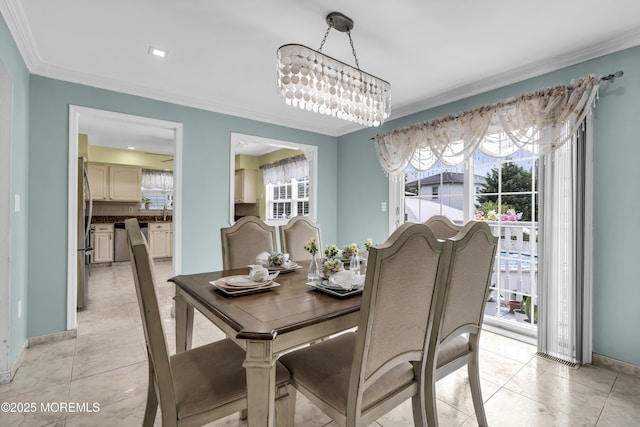 64 Scarlet Dr, Parlin, NJ 08859 - dining area featuring crown molding and a chandelier