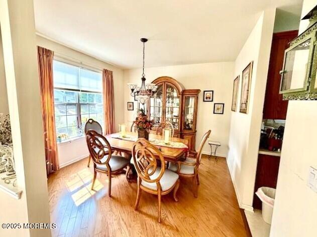 17 Marigold Ln, Little Egg Harbor, NJ 08087 - dining area featuring a chandelier and light wood finished floors