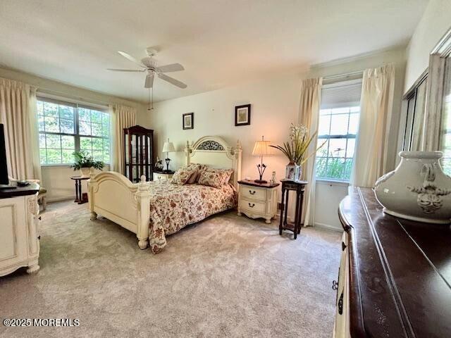17 Marigold Ln, Little Egg Harbor, NJ 08087 - bedroom with light colored carpet and a ceiling fan