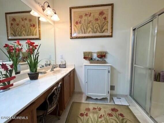 17 Marigold Ln, Little Egg Harbor, NJ 08087 - bathroom featuring a shower stall and double vanity