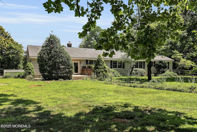 147 Montrose Rd, Colts Neck, NJ 07722 - view of front of home featuring a wooden deck and a chimney