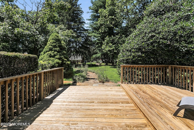 147 Montrose Rd, Colts Neck, NJ 07722 - wooden terrace featuring view of scattered trees
