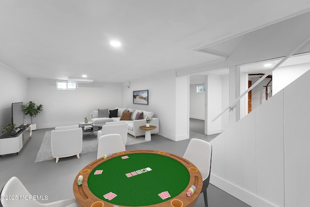 147 Montrose Rd, Colts Neck, NJ 07722 - game room with recessed lighting and concrete floors