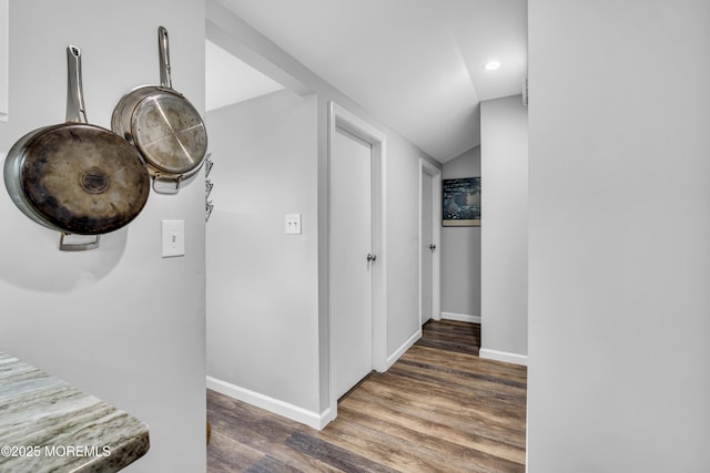 208 Hilltop Blvd, Cliffwood, NJ 07735 - corridor with wood finished floors, recessed lighting, and lofted ceiling
