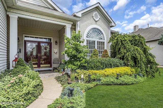 43 Bradley Beach Way, Waretown, NJ 08758 - entrance to property featuring french doors and a lawn