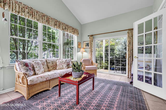 43 Bradley Beach Way, Waretown, NJ 08758 - tiled living room with high vaulted ceiling