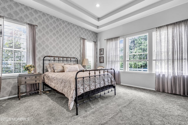 43 Bradley Beach Way, Waretown, NJ 08758 - bedroom featuring carpet floors, wallpapered walls, and recessed lighting