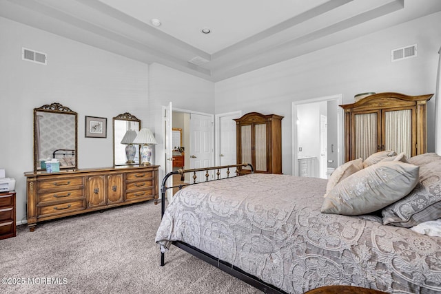 43 Bradley Beach Way, Waretown, NJ 08758 - bedroom with a towering ceiling, carpet, and ensuite bathroom