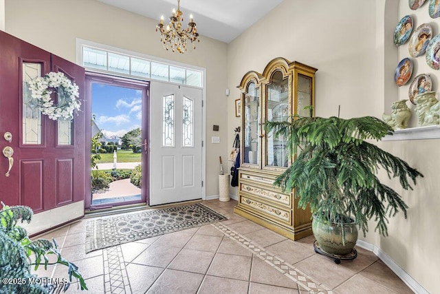 43 Bradley Beach Way, Waretown, NJ 08758 - entrance foyer featuring tile patterned floors and a chandelier