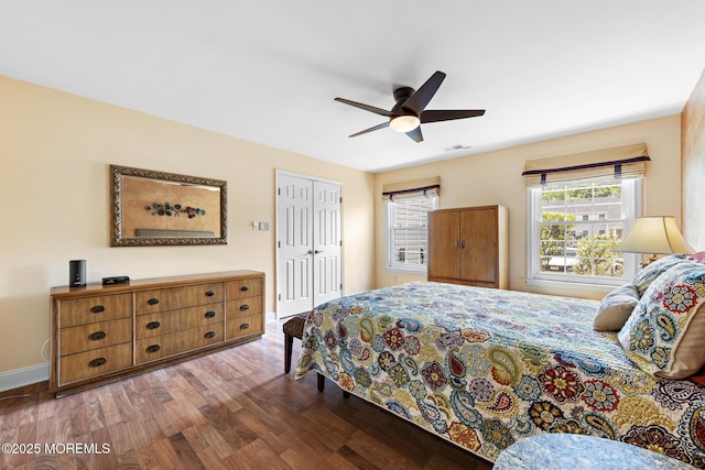 363 Yorkshire Pl, Morganville, NJ 07751 - bedroom featuring wood finished floors, a ceiling fan, and a closet