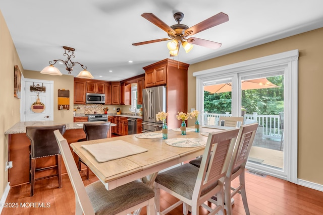 1617 Doris St, Wall, NJ 07719 - dining room featuring recessed lighting, light wood-type flooring, and a ceiling fan