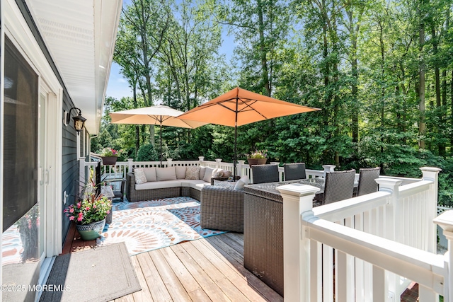 1617 Doris St, Wall, NJ 07719 - deck with outdoor lounge area and view of wooded area