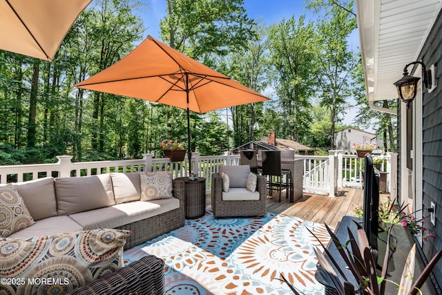 1617 Doris St, Wall, NJ 07719 - deck with an outdoor hangout area and view of wooded area