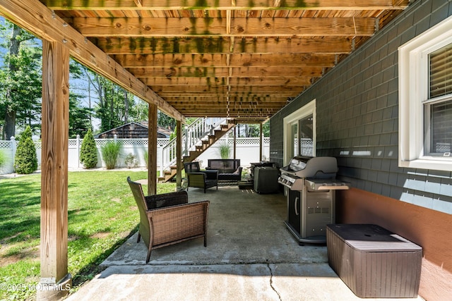 1617 Doris St, Wall, NJ 07719 - fenced backyard with stairway, grilling area, a patio, and an outdoor living space