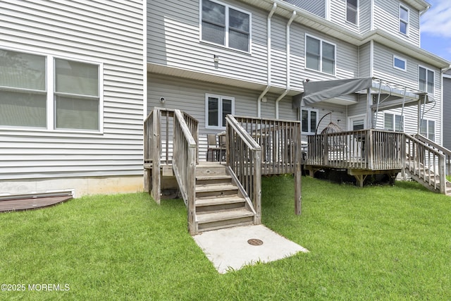 94 Bradhurst Ave, Lakewood, NJ 08701 - back of property featuring a deck, a lawn, and stairway