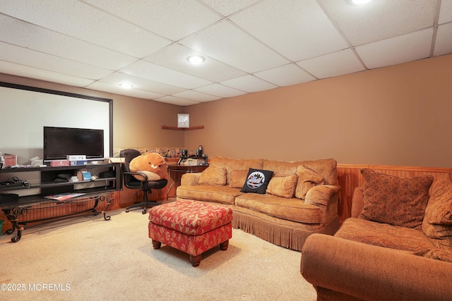 8 N Cherokee Ln, Brick, NJ 08724 - living room with carpet floors, a paneled ceiling, and recessed lighting