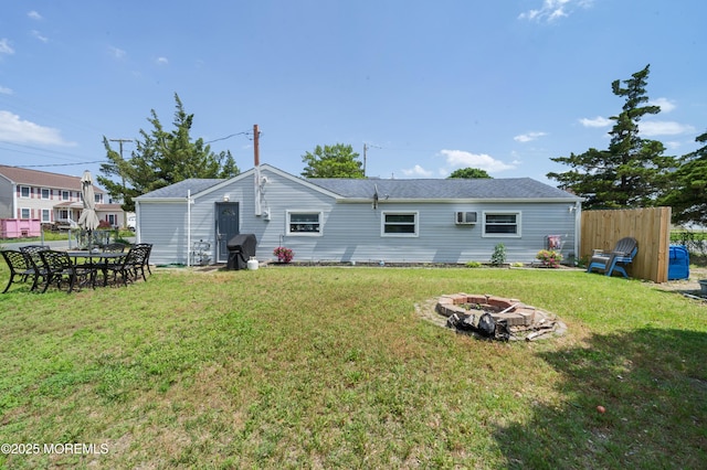 1417 Beach Blvd, Forked River, NJ 08731 - back of property with an outdoor fire pit and roof with shingles