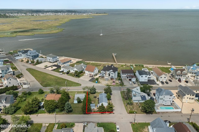 1417 Beach Blvd, Forked River, NJ 08731 - aerial view of residential area featuring a nearby body of water and property parcel outlined