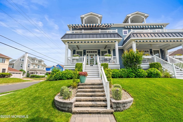 114 3rd Ave, Bradley Beach, NJ 07720 - view of front of home featuring stairway, covered porch, and a front yard