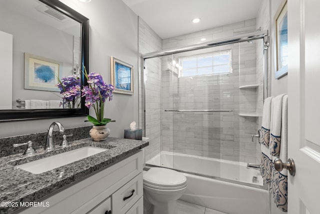 114 3rd Ave, Bradley Beach, NJ 07720 - bathroom featuring vanity, bath / shower combo with glass door, and recessed lighting