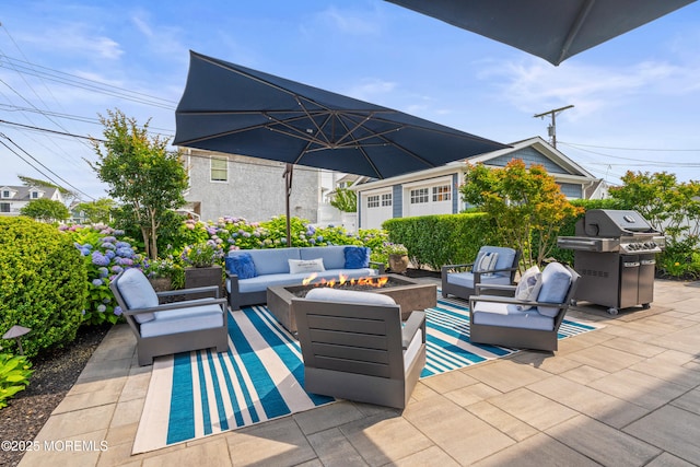 114 3rd Ave, Bradley Beach, NJ 07720 - view of patio featuring an outdoor living space with a fire pit and a grill