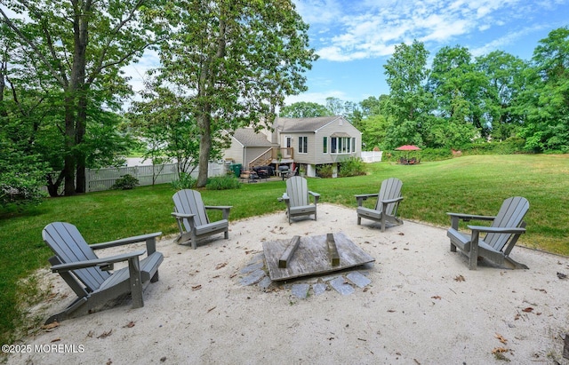 2 Darien Cir, Howell, NJ 07731 - view of yard featuring an outdoor fire pit and a patio