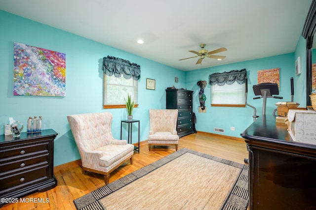 2 Darien Cir, Howell, NJ 07731 - sitting room with ceiling fan, healthy amount of natural light, wood finished floors, and recessed lighting