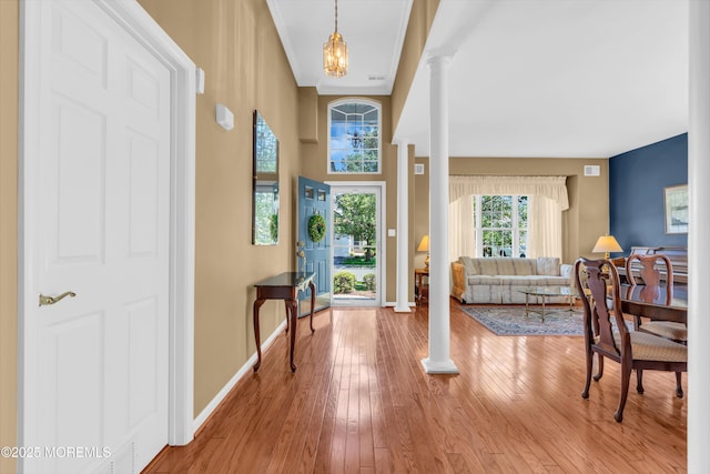 12 Drayton Rd, Manchester, NJ 08759 - foyer entrance with decorative columns and light wood finished floors