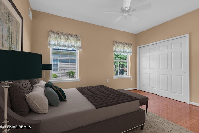 12 Drayton Rd, Manchester, NJ 08759 - bedroom featuring wood finished floors, a closet, and a ceiling fan