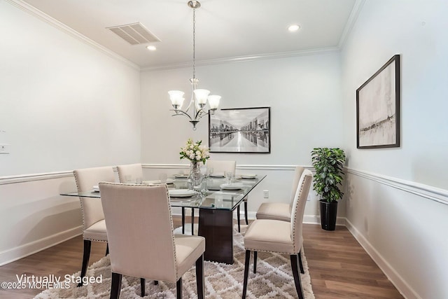 14 Festival Ct, Howell, NJ 07731 - dining room with a chandelier, wood finished floors, crown molding, and recessed lighting