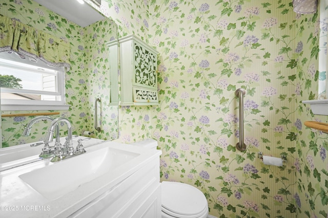3 Dublin Ln, Hazlet, NJ 07730 - half bath featuring wallpapered walls and vanity