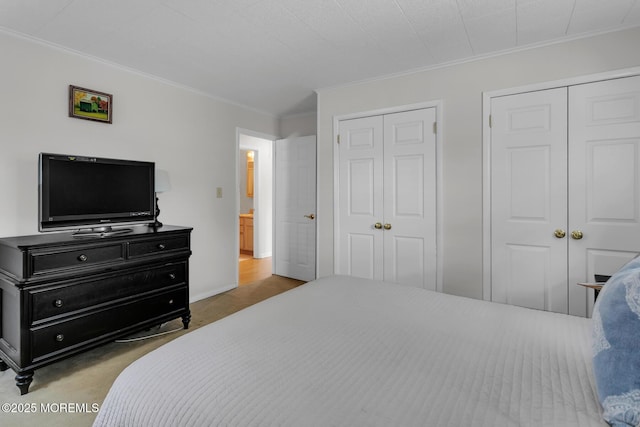 52 Kettle Creek Dr, Brick, NJ 08723 - bedroom featuring two closets, crown molding, and carpet