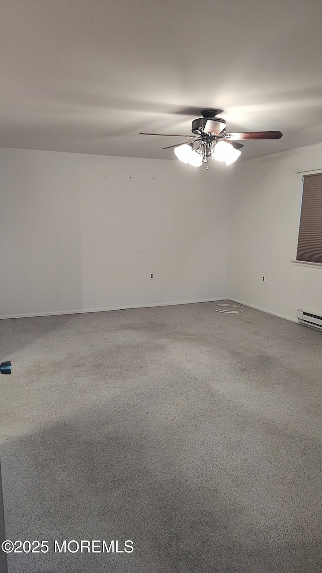 4 Snowberry Ln Unit D, Whiting, NJ 08759 - carpeted empty room with ceiling fan and a baseboard heating unit