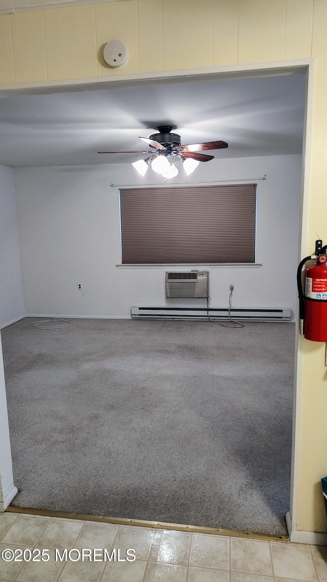 4 Snowberry Ln Unit D, Whiting, NJ 08759 - unfurnished living room with a ceiling fan, an AC wall unit, and light colored carpet
