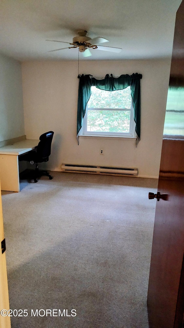 4 Snowberry Ln Unit D, Whiting, NJ 08759 - unfurnished office featuring baseboard heating, carpet floors, and a ceiling fan