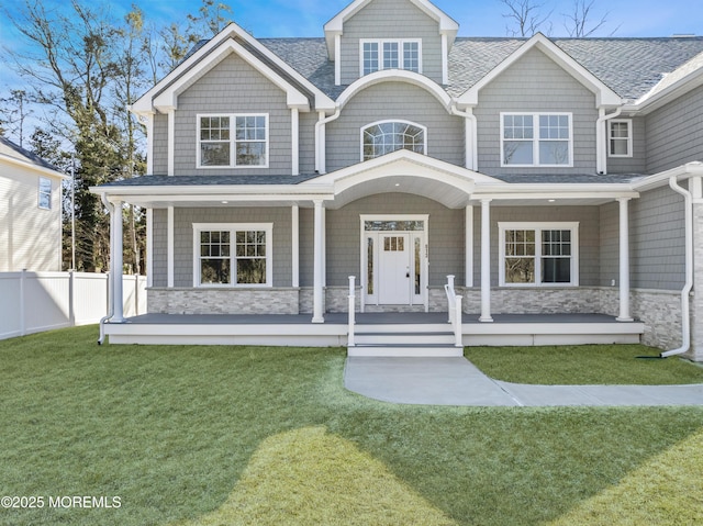 837 Naryshkin Way, Toms River, NJ 08753 - view of front of home featuring a porch, stone siding, and a shingled roof