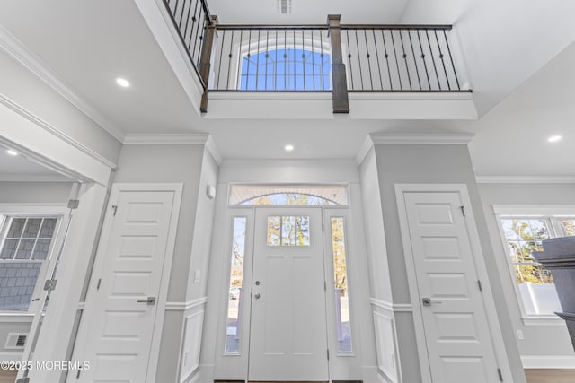 837 Naryshkin Way, Toms River, NJ 08753 - foyer with a high ceiling, recessed lighting, and ornamental molding