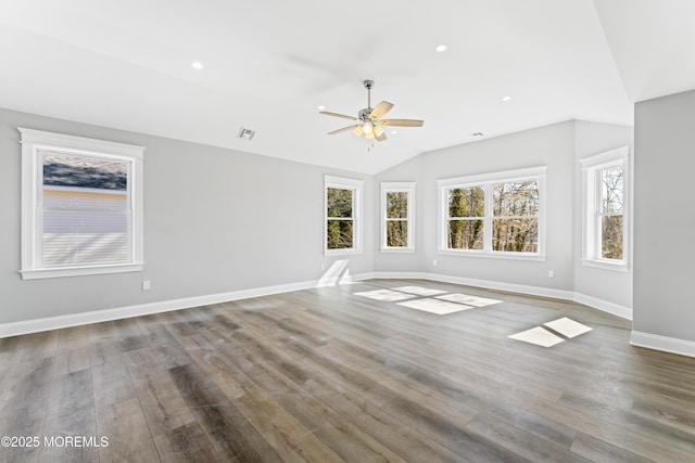 837 Naryshkin Way, Toms River, NJ 08753 - unfurnished room featuring ceiling fan, wood finished floors, vaulted ceiling, and recessed lighting