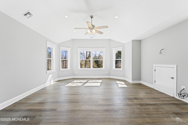 837 Naryshkin Way, Toms River, NJ 08753 - unfurnished living room with ceiling fan, vaulted ceiling, wood finished floors, and recessed lighting