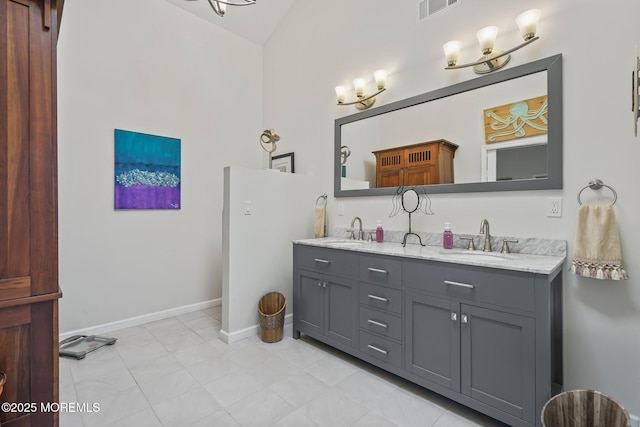 58 Old Bridge Dr, Howell, NJ 07731 - bathroom featuring double vanity and tile patterned flooring