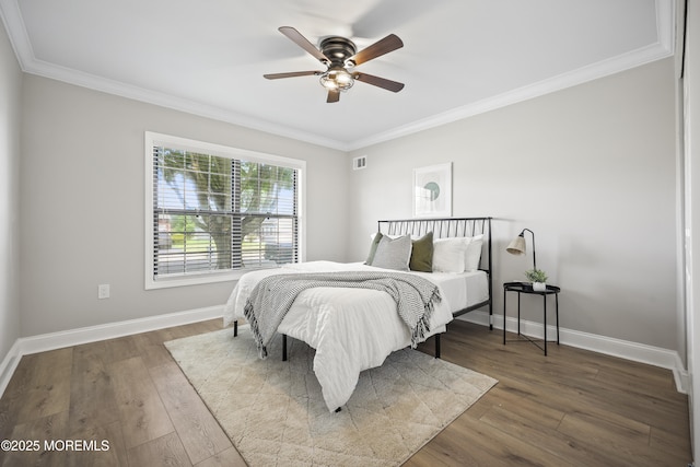 12 Weston Ct, Marlboro, NJ 07746 - bedroom with crown molding, wood finished floors, and ceiling fan