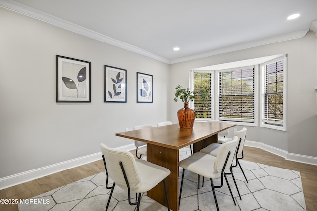 12 Weston Ct, Marlboro, NJ 07746 - dining area featuring crown molding, light wood-type flooring, and recessed lighting