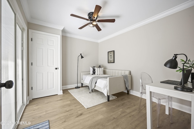 12 Weston Ct, Marlboro, NJ 07746 - bedroom with ornamental molding, light wood finished floors, a desk, and a ceiling fan