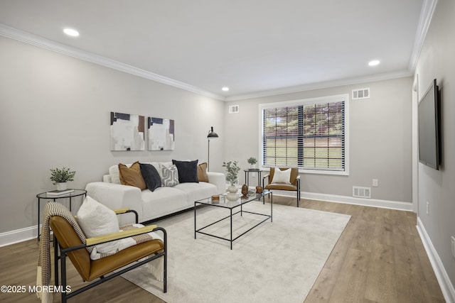 12 Weston Ct, Marlboro, NJ 07746 - living room with recessed lighting, wood finished floors, and ornamental molding