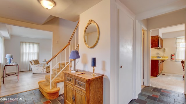 20 Kenwood Ln, Old Bridge, NJ 08857 - foyer entrance featuring stairway and stone tile floors
